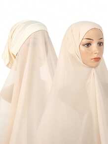 1 件女士经典休闲套头雪纺围巾，纯色舒适透气莫代尔面料颈部保暖，头巾，一体式头巾，适合日常穿着