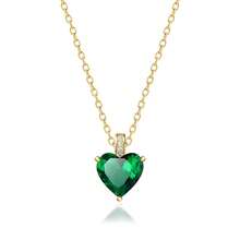 Q&D&S 18k Gold Emerald Necklace For Women,Birthstone Rectangle Princess Cut Charm Necklace,Blue Sapphire Or Green Emerald Gemstone Pendant Necklace-705367 - 風格B - 查看 2