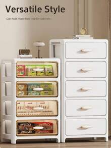 3/4/5/6-poziomowa wielofunkcyjna szuflada z rolkami – składana szafka z pojedynczymi drzwiami – trwała, plastikowa szuflada, oszczędzająca miejsce półka kuchenna na przekąski, napoje, książki, ubrania, odpowiednia do kuchni, salonu, gabinetu i łazienki