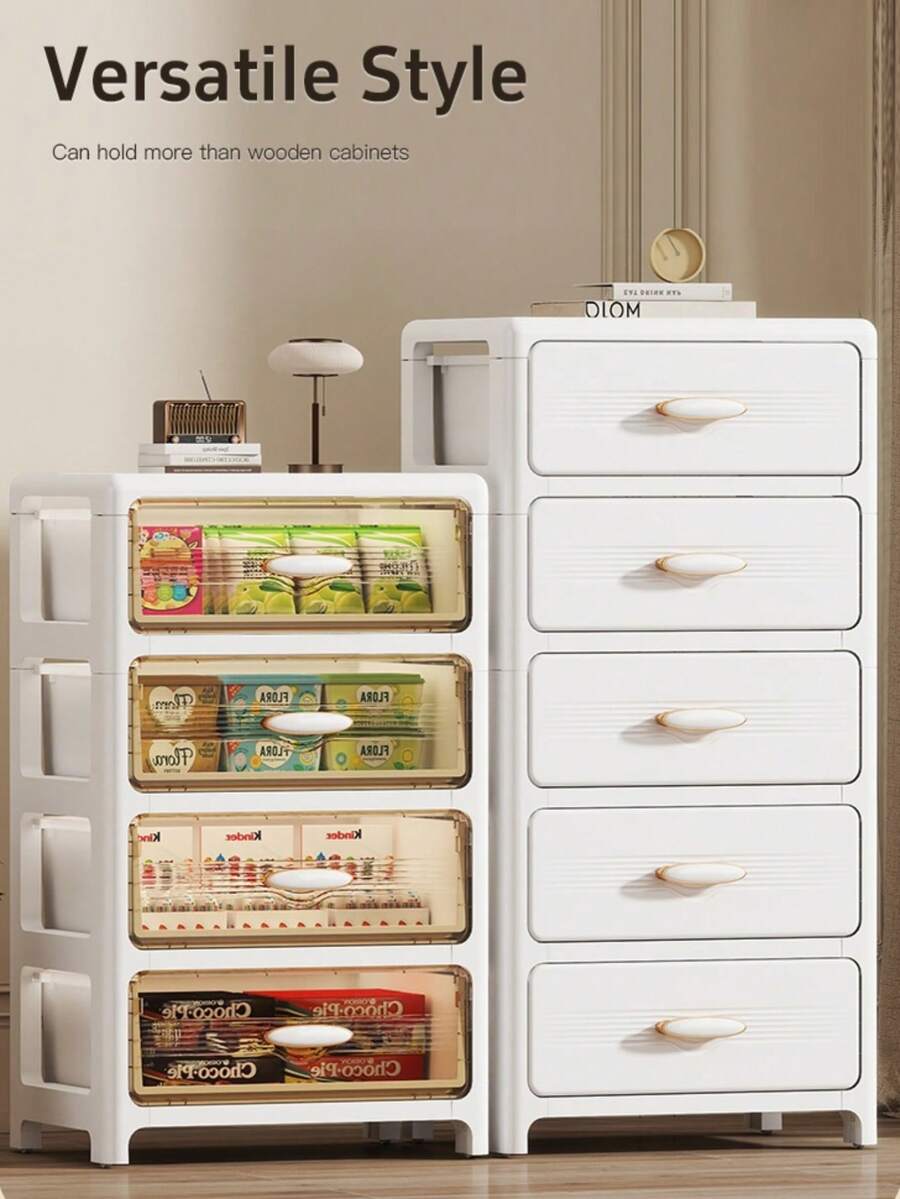 3/4/5/6-poziomowa wielofunkcyjna szuflada z rolkami – składana szafka z pojedynczymi drzwiami – trwała, plastikowa szuflada, oszczędzająca miejsce półka kuchenna na przekąski, napoje, książki, ubrania, odpowiednia do kuchni, salonu, gabinetu i łazienki