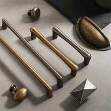 1 pieza/5 piezas Manijas de puerta de muebles de aleación de cobre marrón vintage, perillas de cajón de níquel antiguo, tiradores de armario, herrajes de puerta de muebles de orificio único, distancia entre centros de 96 mm, 128 mm, 160 mm, 192 mm, 320 mm - Multicolor - Ver 1