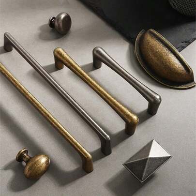 1pc/5PCS Vintage Copper Brown Aluminum Alloy Furniture Door Handles Antique Nickel Drawer Knobs Cupboard Wardrobe Door Pulls Furniture Door Hardware Single Hole,96mm,128mm,160mm,192mm ,320mm Hole Center Distance