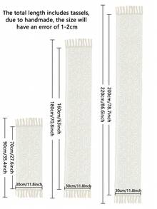 1 st rustik broderad bordslöpare med tofsar, dubbelt lager - perfekt för matdekor, höstdekor, rumsdekor