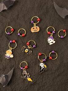 10pcs Halloween Women Dreadlock Hair Rings, Braids Decoration, Halloween Accessories, Hair Clips, Claw Clips, Hair Claws, Clips For Hair, Hair Slide, Hair Barrettes