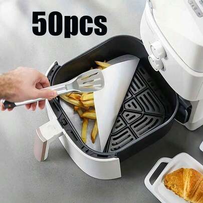 50/100 pièces Papier de cuisson anti-adhésif pré-découpé, convient pour le four, le gril, la friteuse à air, la cuisson du pain, des gâteaux, des biscuits, de la viande, de la pizza, etc. Doublure anti-adhésive et résistante à l'huile pour moules à gâteaux, friteuse à air, plaque de cuisson, cuisson, cuisson à la vapeur, essentiel pour la rentrée scolaire