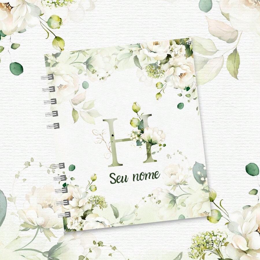 Personalized A5 Floral Notebook With Initial And Name - H - View 1