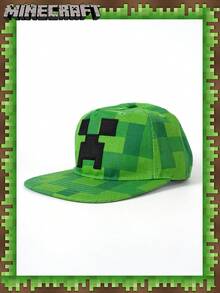 1pc Minecraft Officially Licensed Creeper Fashionable Canvas Hat Baseball Cap Peaked Cap Daily Commuting Working Travelling Adjustable Outdoor Sun Hat For Family Friends Funny Birthday Party Gift