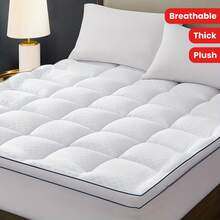1pc Mattress Pad, For Sleeping, Cooling Thick Mattress Topper, With 8-21 Inch Deep Pocket, Plush Mattress Cover, Filled With Ultra-Soft Fiber, Breathable Quilted Mattress Pad