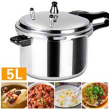 5 Litre Home Dual Handle Aluminum Pressure Cooker Kitchen Catering Cookware New - Silver - View 6