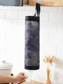 1pc Small Size Home Plastic Bag Holder, Wall Mounted Grocery Bag Dispenser, Hanging Storage For Kitchen Trash Bags Kitchen Tools