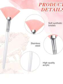 3/15 piezas Brochas de maquillaje prácticas tipo abanico, brochas suaves y portátiles para mascarillas, herramientas de cosmética para mujeres, damas y niñas