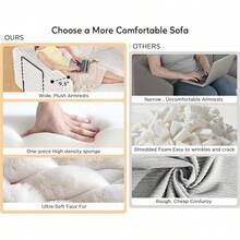 Convertible Foldable Sofa Bed Floor Couch With Plush Faux Fur, No Assembly Needed, Comfortable Mattress-Style Sofa For Living Room, Apartment, And Bedroom - trắng - Xem 5