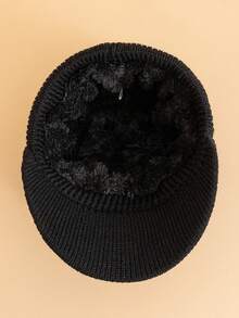 JZML 1pc Men Letter Decor Knit Hat With Thermal Lining - Black 2 - View 5
