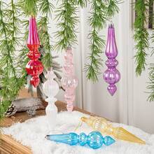 6 piezas Decoraciones colgantes navideñas, Colgantes decorativos para Navidad, Halloween, bodas, San Valentín y Año Nuevo, Adecuado para decoración del hogar, fiestas y regalos de celebración, Adornos para el hogar, Decoraciones de fiesta, Decoración de escena festiva, Adornos colgantes asimétricos de punta de colores, Adornos para el árbol de Navidad, Decoraciones para escaparates de centros comerciales, Decoraciones navideñas, Decoración de invierno para la habitación - Multicolor - Ver 2