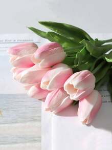 3pcs Mini Gradient Pink Tulip Artificial Flowers Wedding Home Decoration Artificial Flowers Souvenir Tulip Artificial Flowers