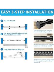 FEPK 1pc No-Drill Shower Curtain Rod, Multi-Functional Telescopic Rod, Thickened Spring Rod, Adjustable Length, Suitable For Bathroom, Kitchen, Wardrobe, Curtains, Drying Rack, Simple Bathroom Accessory Bathroom Accessories Bathroom Tools - Multicolor - View 4