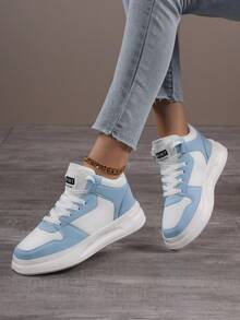 1 Pair Soft, Lightweight, High-Top Sneakers With Thick Soles, Fashionable Casual Sports Shoes For Teenagers, Boys And Girls