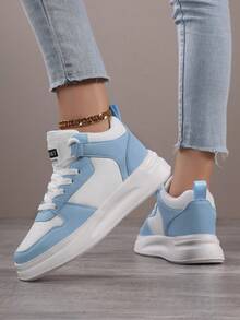 1 Pair Soft, Lightweight, High-Top Sneakers With Thick Soles, Fashionable Casual Sports Shoes For Teenagers, Boys And Girls