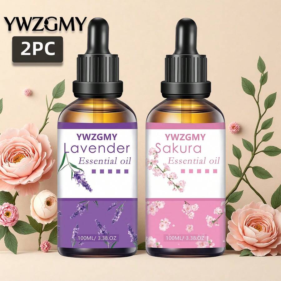 2 件 100ML 花香精油套装、扩散器、蜡烛、香薰石、加湿器、生日礼物、汽车扩散器、节日礼物、派对礼物、家居香薰油补充装