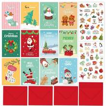 26-Piece Christmas Card Set - 12 Folded Cards (10x15cm) + 12 Red Envelopes + 2 Stickers,12 Unique Christmas Designs (Santa, Gingerbread, Boots, Snowmen & More), Cute Cartoon Greeting Cards For Festive Holidays, Birthday Gifts, Thank-You Notes & Party Invitations, Heartwarming Gifts For Family & Friends ,Perfect Winter Holiday Decor & Personalized Wishes - Multicolor - View 10