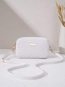 2025 New Design Embroidered Wavy V Pattern Metal Decor Children Adjustable Shoulder Strap Shoulder Bag