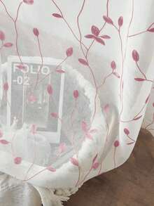 1 tấm rèm voan thêu, họa tiết hoa, thiết kế có khe luồn thanh treo, chống tia UV, thoáng khí, trong suốt, chất liệu polyester, không có lớp lót, thích hợp cho phòng khách, phòng ngủ, phòng ăn. - Hồng - Xem 6