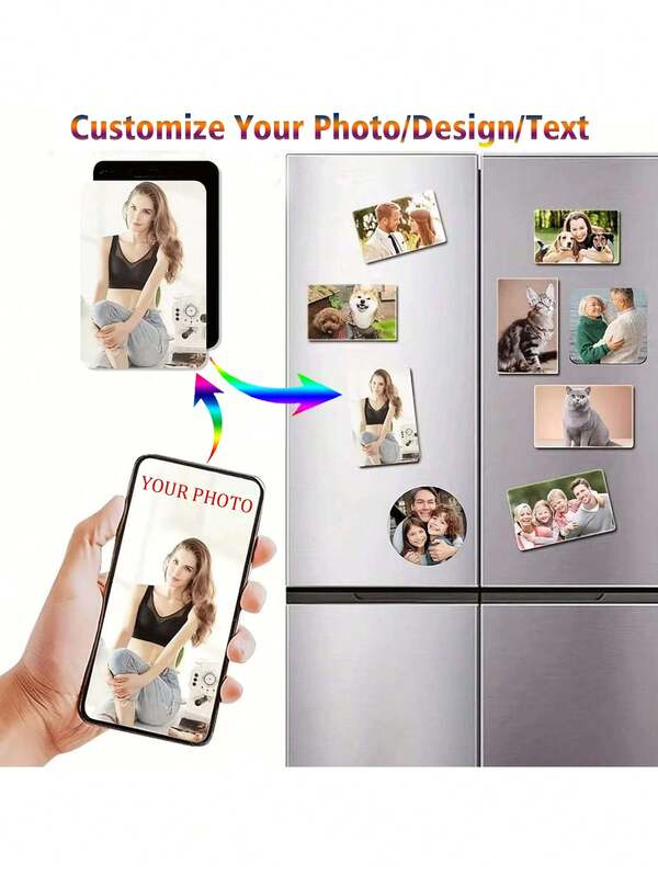 Customized Photo Heat Transfer Refrigerator Magnet, DIY Personalized Shaped Magnetic Refrigerator Sticker, Perfect For Refrigerator, Whiteboard And Storage Cabinet, Customized Baby Photo, Family Photo, Mother's Day Gift, Perfect Gift For Kids