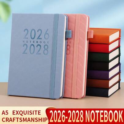 Monthly Plan Book For 2026-2028, Annual Summary, With Flexible Pen Insert, English Language, Perfect Gift For School Holidays, Diary Writing.