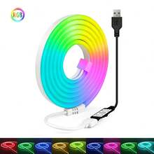 شريط إضاءة نيون RGB بطول 10 أمتار، أضواء نيون LED مقاومة للماء IP65 بجهد 5 فولت، مناسبة لعيد الهالوين وعيد الميلاد والأعياد الأخرى أو ديكور إضاءة النيون المنزلي اليومي - متعدد الألوان - مشاهدة 19