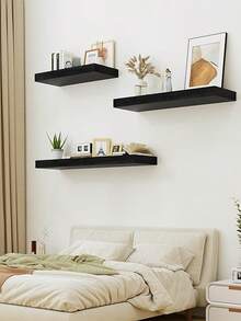 1 pieza Estantería flotante para pared, estantes de madera contrachapada con soportes invisibles para decoración y almacenamiento en la sala de estar, dormitorio, baño y cocina