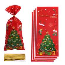 50pcs Christmas Gift Packaging Bags, Snowflake Cookie Candy Self-Sealing Bags, Tie Rope Bags Christmas Christmas Decorations Christmas Pajamas Christmas Gifts Christmas Decor