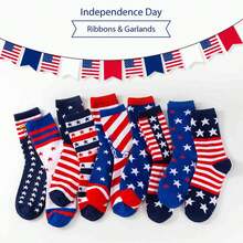 1 par de calcetines tipo tripulación unisex para el Día de la Independencia de Estados Unidos