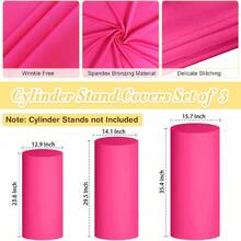 Conjunto de 3 capas para pedestal de cilindro em 9 cores, capas para pedestal de cilindro em elastano para decoração de festas, casamentos ou aniversários - Contém apenas capas para cilindro (90*40 cm/75*36 cm/60*33 cm) - Multicolorido - Ver 19