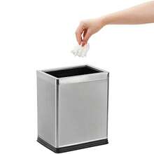 10 Liter Open Top Trash Can Stainl Steel Office Wastebasket Small Kitchen Garbage Container Bin With Liner Waste Trashcans For Bathrooms Restaurant Restroom Powder Rooms Home