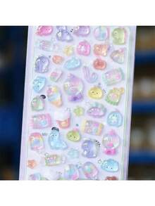 4/1 Pc Cute 3D Stickers, Diamond Bubble Stickers, Handmade Sticker Art, Luggage Decor, Kids Craft Toys, Girls Gift, Random Color & Style