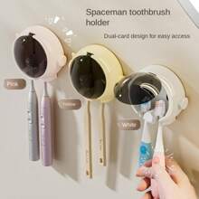 No-Drill Toothbrush Organizer With Dust Cover - Space-Saving Wall Mount Holder For Electric/Manual Brushes