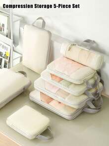 مكعبات تعبئة مضغوطة، حقيبة تخزين الملابس، مجموعة أكياس تخزين السفر، منظم ضغط قابل لإعادة الاستخدام ذو سعة كبيرة، مزدوج الطبقة مزدوج السحاب، مناسب للرجال والنساء في الأعمال أو العطلات أو السفر، مصنوع من مادة النايلون، ضروريات السفر