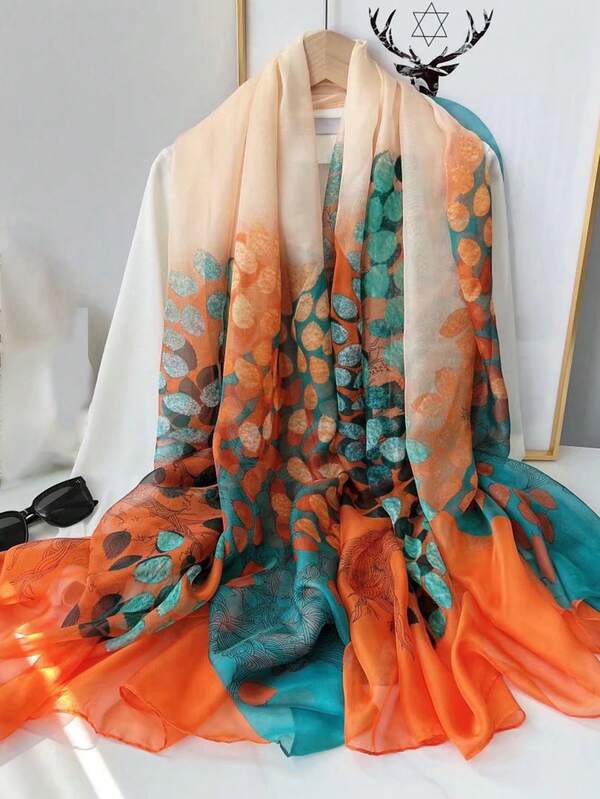 وشاح أنيق للنساء ذو طبعات أوراق بوهيمية قطعة واحدة، اكسسوار ديكوري للاستخدام اليومي