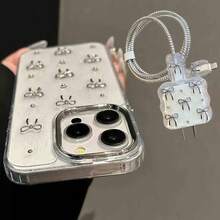 6pcs/Set Apple 16 Pro Max Phone Case With Charger Adapter, 3D Bow Soft Protective Cover Case Compatible With Iphone 17/16/15/14/13/12/11, Fashion Protective Case + Charger Adapter