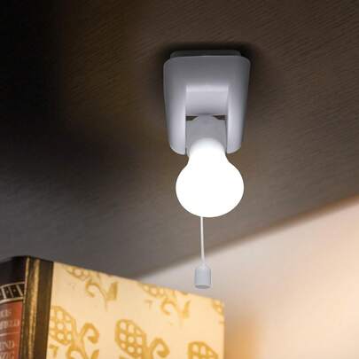 1/2/4개 미니 캐비닛 조명, 풀 체인 스위치 및 야간 조명 기능이 있는 LED 벽 조명 (배터리 미포함), 침실, 주방, 거실, 실외용 자가 접착식 벽걸이 조명