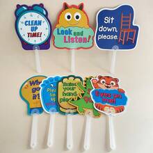 8pcs Classroom Management Sign Set, Classroom Activity Supplies, Plastic Material, Suitable For Preschool, Home Education, School, Playroom, Teacher Classroom Rules Education For Preschool Children - Multicolor - View 6