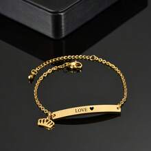 1Pc Custom Carved Bracelet Or Anklet With Heart Shape And Star Personalized Name Jewelry, Stainless Steel Bracelet For Men And Women, Suitable For Mother's Day, Birthday, Wedding, Graduation Commemoration - Ideal Jewelry Christmas Gift