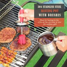 32 OUNCE Basting Pot With Replaceable BrushesGrilling Gifts For MenDadStainl Steel 304 Barbecue Sauce Holder Brush SetAirtight Melting Pot BBQ Sauce Container For Outdoor GrillButter Melting