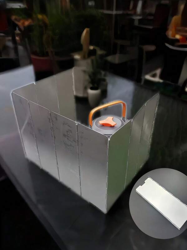 1 Stück aus 12 Stücke tragbarem Windschutz - mit Aufbewahrungstasche, verstärkt, faltbar, windbeständig, korrosionsbeständig, hitzebeständig, verschleißfest, Windschutz für Gaskocher, Outdoor-Kocher Windschutz, geeignet für Zuhause, Balkon, Outdoor, Camping, Picknick, Reisen, Küche, Terrasse Grillen, Kochen, Lagerfeuer, Backen Werkzeuge