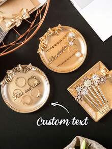 1件定制首饰托盘，北欧风树脂蝴蝶结金属色首饰碟，耳环架，首饰展示架，首饰收纳托盘，首饰摄影道具 - 彩色 - 查看 2