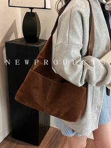 1 chiếc Túi đeo chéo nữ FEISTURE nhiều ngăn giả da lộn, kiểu dáng mới, thích hợp cho các buổi đi chơi hàng ngày, hẹn hò, đi làm - màu nâu - Xem 3