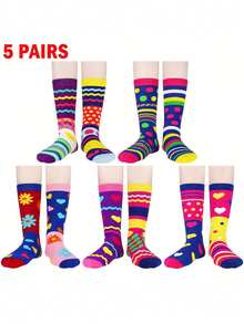5 Pairs Funny Socks, Crazy Novelty Socks, Geometric Socks, Interesting Mid-Calf Socks, Suitable For Men, Teenagers As Gifts, Fall