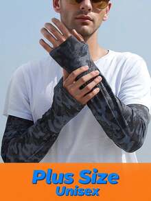 1 Pair/2 Pairs Camo UV Protection Arm Sleeves, Loose Design Plus Size, Suitable For Summer Driving And Cycling Sun Protection Arm Warmers Arm Warmers Autumn Outfits Halloween Costumes Black Arm Sleeve Gifts For Men - Sun Protection Sleeves - View 7