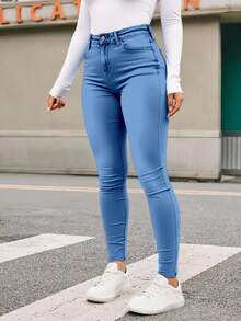 Pantalones De Mujer Mezclilla Mezclilla Vaqueros Cargo Curvy Claros Tiro Alto Color Azul negro - Azul - Ver 2