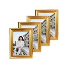 1pc/4pcs Luxury Gold Photo Frames, 3D Edge Design, 3.5x5", 4x6", 5x7", 6x8", 8x10" Options, Decor For Living Room, Bedroom, Office, Wedding, Anniversary, Christmas, Pet Memorial, Comes With Random Photo Paper (For Reference Only)